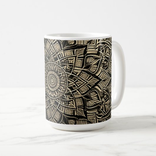 Gold Mandala Kaffeetasse (VorderseiteRechts)