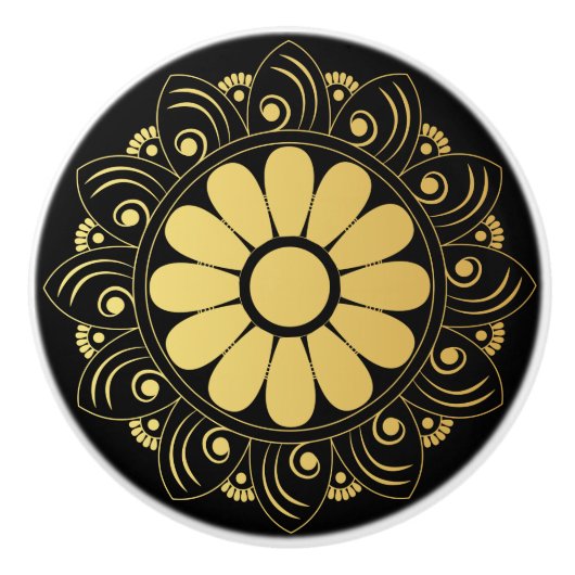 Gold Mandala Keramikknauf (Vorderseite)