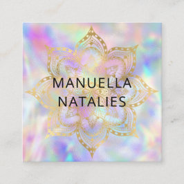 Gold Mandala Lotus Pastel Gradient Yogalehrer Quadratische Visitenkarte