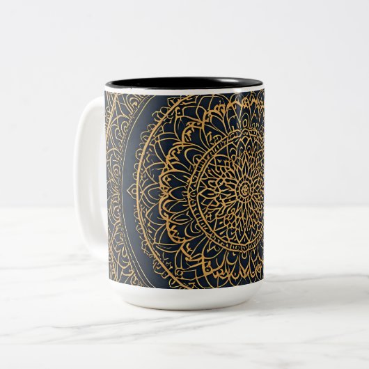 Gold Mandala Midnight Blue Tasse (Vorderseite Links)
