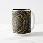 Gold Mandala Midnight Blue Tasse (VorderseiteRechts)