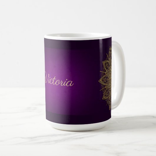 Gold Mandala Mit Monogramm Coffee Tasse (VorderseiteRechts)