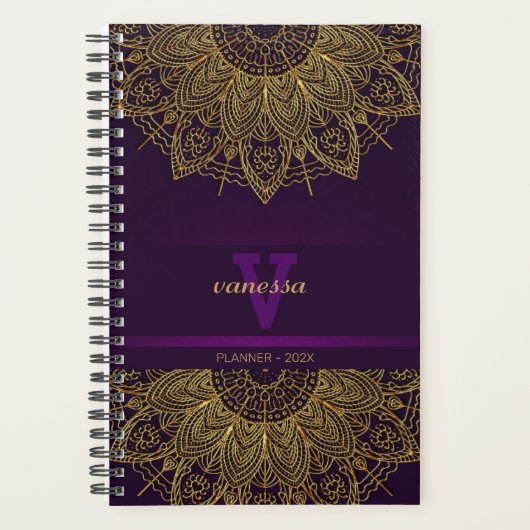 Gold Mandala Mit Monogramm Planner Planer (Vorderseite)