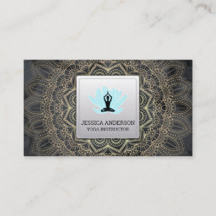 Gold Mandala Muster   Lotus Pose Business Card Visitenkarte