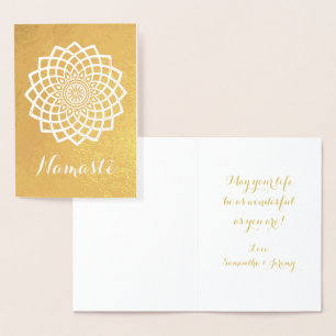 Gold Mandala Namaste Grußkarte Folienkarte