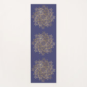 Gold Mandala Navy Blau Boho Yogamatte (Vorderseite)