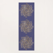 Gold Mandala Navy Blau Boho Yogamatte (Rückseite)