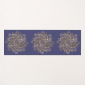 Gold Mandala Navy Blau Boho Yogamatte (Vorderseite (Horizontal))