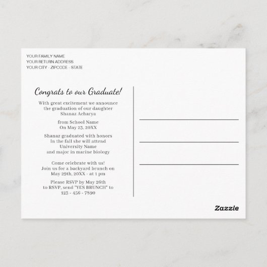 Gold Mandala On Blue Abschluss Ankündigung Postkarte (Rückseite)