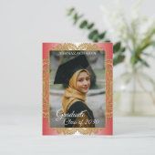 Gold Mandala On Red Abschluss Ankündigung Postkarte (Stehend Vorderseite)