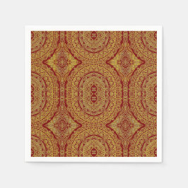 Gold Mandala On Red Serviette