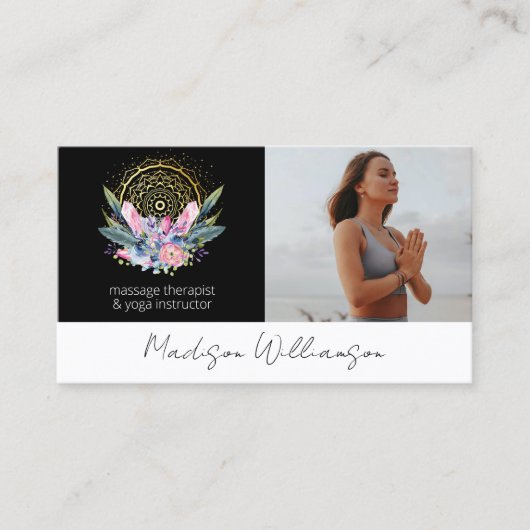 Gold Mandala Pink Crystals Psychisches Spirituelle Visitenkarte (Vorderseite)