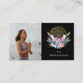Gold Mandala Pink Crystals Psychisches Spirituelle Visitenkarte (Vorderseite)