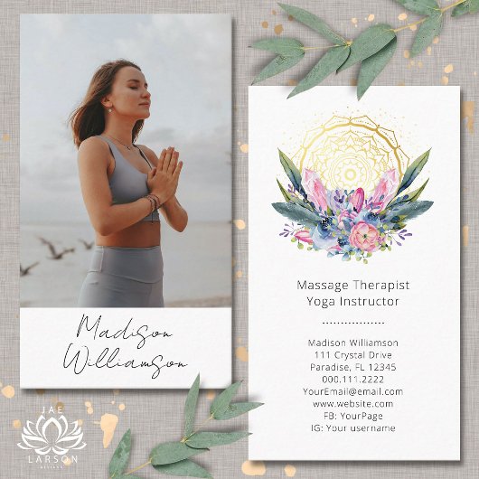 Gold Mandala Pink Crystals Psychisches Spirituelle Visitenkarte