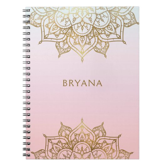 Gold Mandala Pink Peach Chic Glamour Modernes Glam Notizblock (Vorderseite)