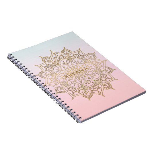 Gold Mandala Pink Peach Chic Glamour Modernes Glam Notizblock (Rechte Seite)