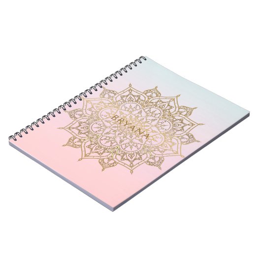 Gold Mandala Pink Peach Chic Glamour Modernes Glam Notizblock (Linke Seite)