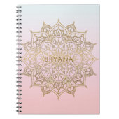 Gold Mandala Pink Peach Chic Glamour Modernes Glam Notizblock (Vorderseite)