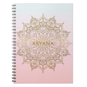 Gold Mandala Pink Peach Chic Glamour Modernes Glam Notizblock