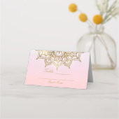 Gold Mandala Pink Peach Chic Moderne Tischsitze Platzkarte (Rückseite)