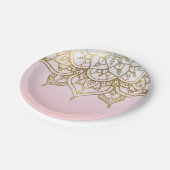 Gold Mandala Pink Peach Chic Modernes Glam Party Pappteller (Schrägansicht)