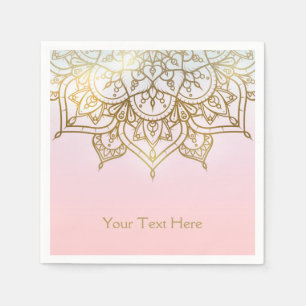 Gold Mandala Pink Peach Chic Modernes Glam Party Serviette