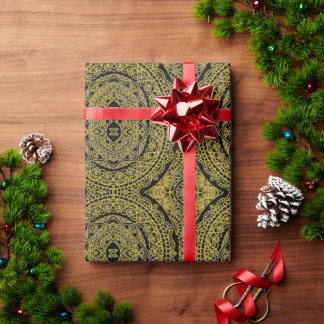 Gold Mandala Print auf Black Wrapping Paper Geschenkpapier