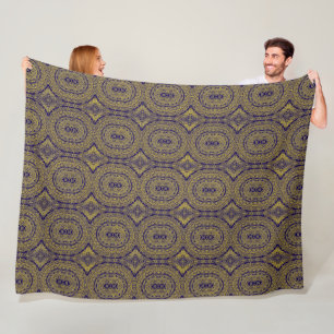 Gold Mandala Print auf Blue Fleecedecke