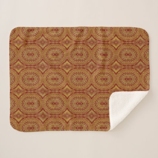 Gold Mandala Print on Red Sherpadecke (Vorderseite (Horizontal))