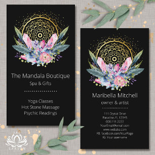 Gold Mandala Rosa Kristalle Psychischer Wellness-C Visitenkarte