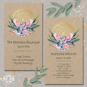 Gold Mandala Rosa Kristalle Psychischer Wellness-C Visitenkarte
