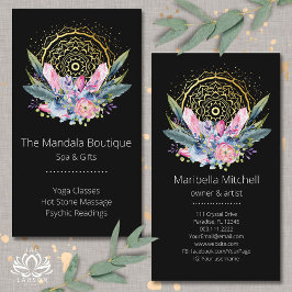 Gold Mandala Rosa Kristalle Psychischer Wellness-C Visitenkarte