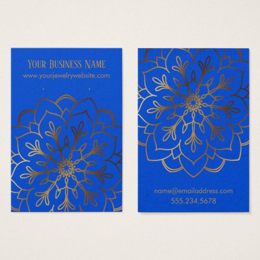 Gold Mandala & Royal Blue Earring Holder Display (Vorne & Hinten)