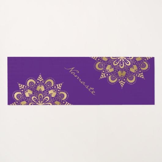 Gold Mandala Script Namaste Yogamatte (Rückseite (Horizontal))