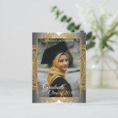 Gold Mandala Silver Gray Abschluss Ankündigung Postkarte (Stehend Vorderseite)