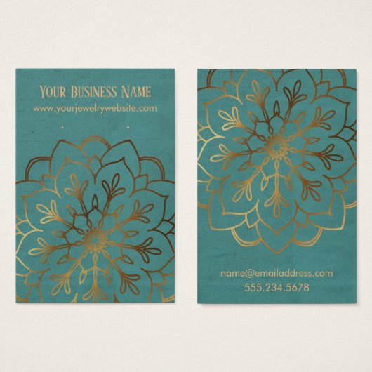 Gold-Mandala- und Aquamarine Earring-Holding-Displ (Vorne & Hinten)