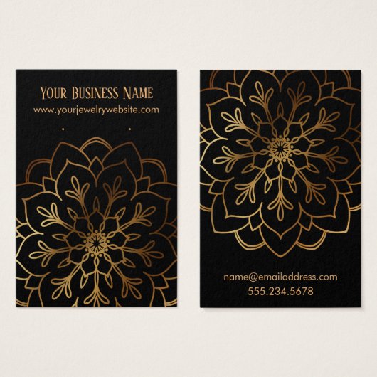 Gold Mandala und Black Earring Holder Display Card (Vorne & Hinten)