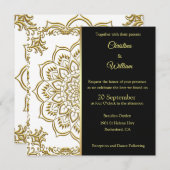 Gold Mandala und Black Wedding Einladung (Vorne/Hinten)