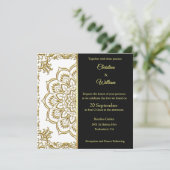 Gold Mandala und Black Wedding Einladung (Stehend Vorderseite)