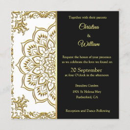 Gold Mandala und Black Wedding Einladung