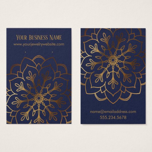 Gold Mandala und Navy Earring Holder Display Cards (Vorne & Hinten)