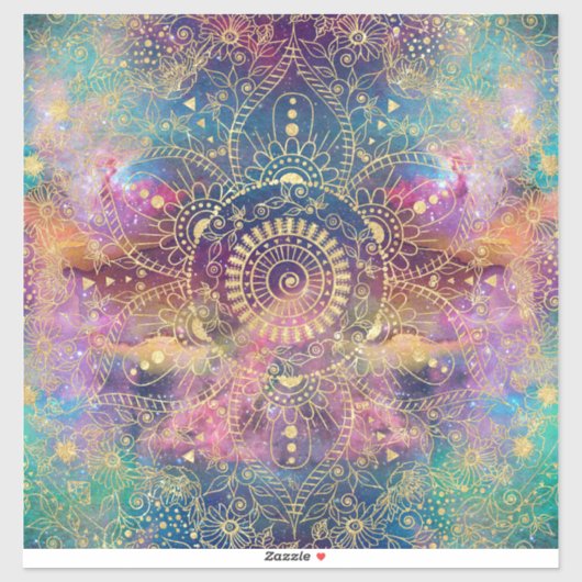 Gold Mandala Watercolor Farbennebel Aufkleber (Blatt)