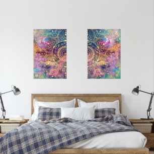 Gold Mandala Watercolor Farbennebel Bilderwand Sets