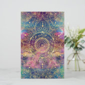 Gold Mandala Watercolor Farbennebel Briefpapier (Stehend Vorderseite)