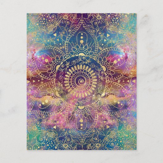 Gold Mandala Watercolor Farbennebel Flyer (Vorne)