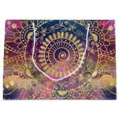 Gold Mandala Watercolor Farbennebel Große Geschenktüte (Vorderseite)