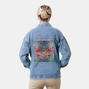 Gold Mandala Watercolor Farbennebel Jeansjacke