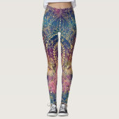 Gold Mandala Watercolor Farbennebel Leggings (Vorderseite)