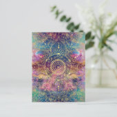 Gold Mandala Watercolor Farbennebel Postkarte (Stehend Vorderseite)
