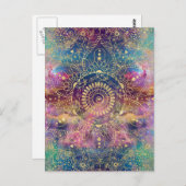 Gold Mandala Watercolor Farbennebel Postkarte (Vorne/Hinten)